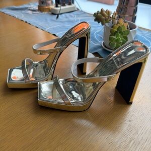 Gold Metallic High Heel Sandals